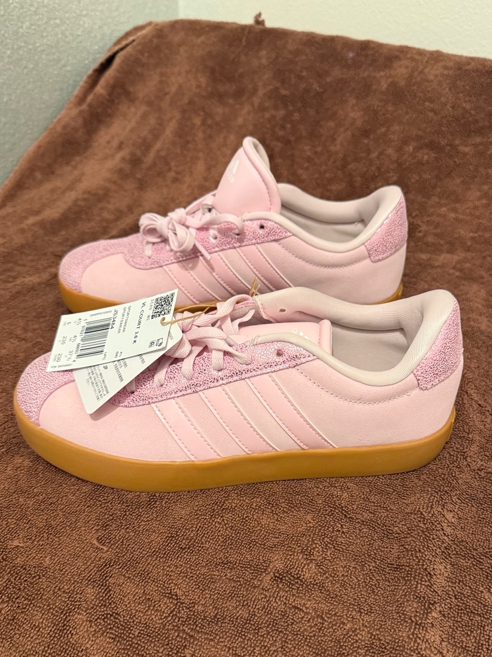 adidas VL Court 3.0 K Kids Pink  Low Top Lace-Up US 5 JS3484